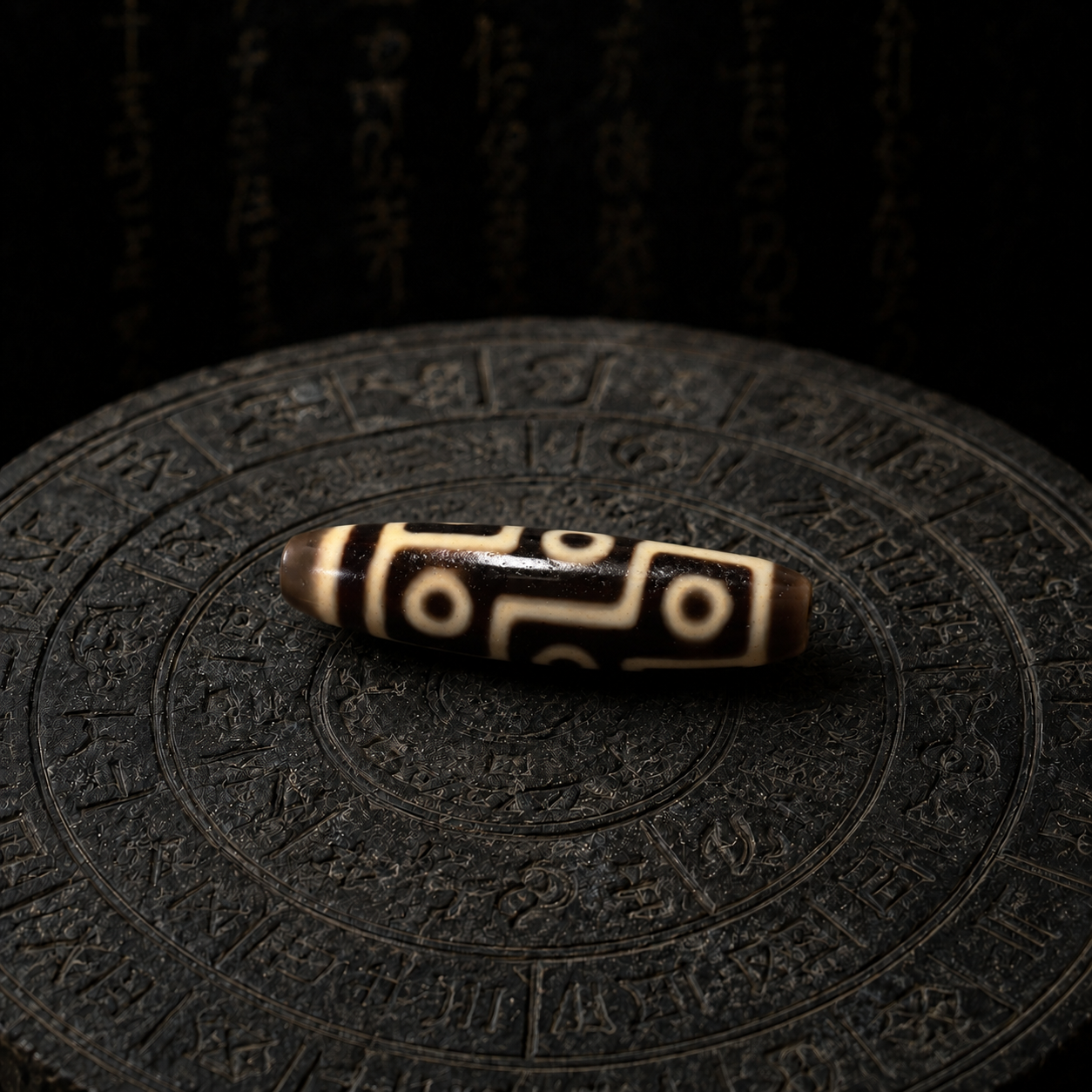 Nine-Eye Dzi bead meaning and symbolic Himalayan presence